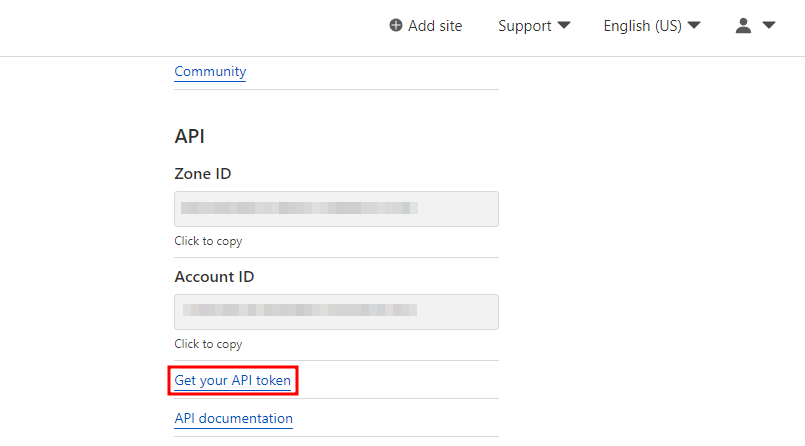 Cloudflare API section